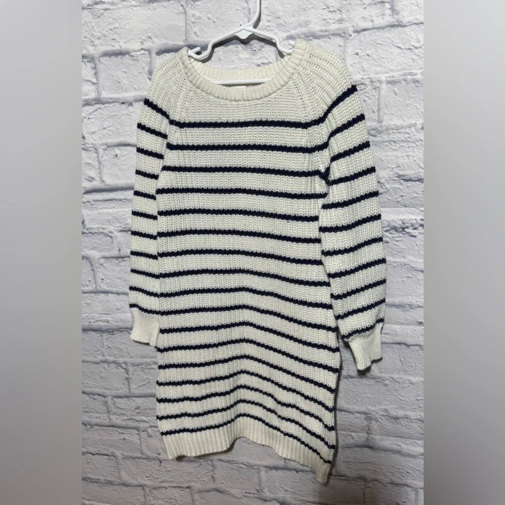 Crazy 8 White & Navy Striped Knit Sweater Dress, Size 7/8